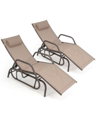 SUGIFT Outdoor Chaise Lounge Glider Chair with Armrests and Pillow