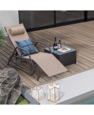 SUGIFT Outdoor Chaise Lounge Glider Chair with Armrests and Pillow