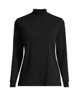 Women's Relaxed Cotton Long Sleeve Mock Turtleneck