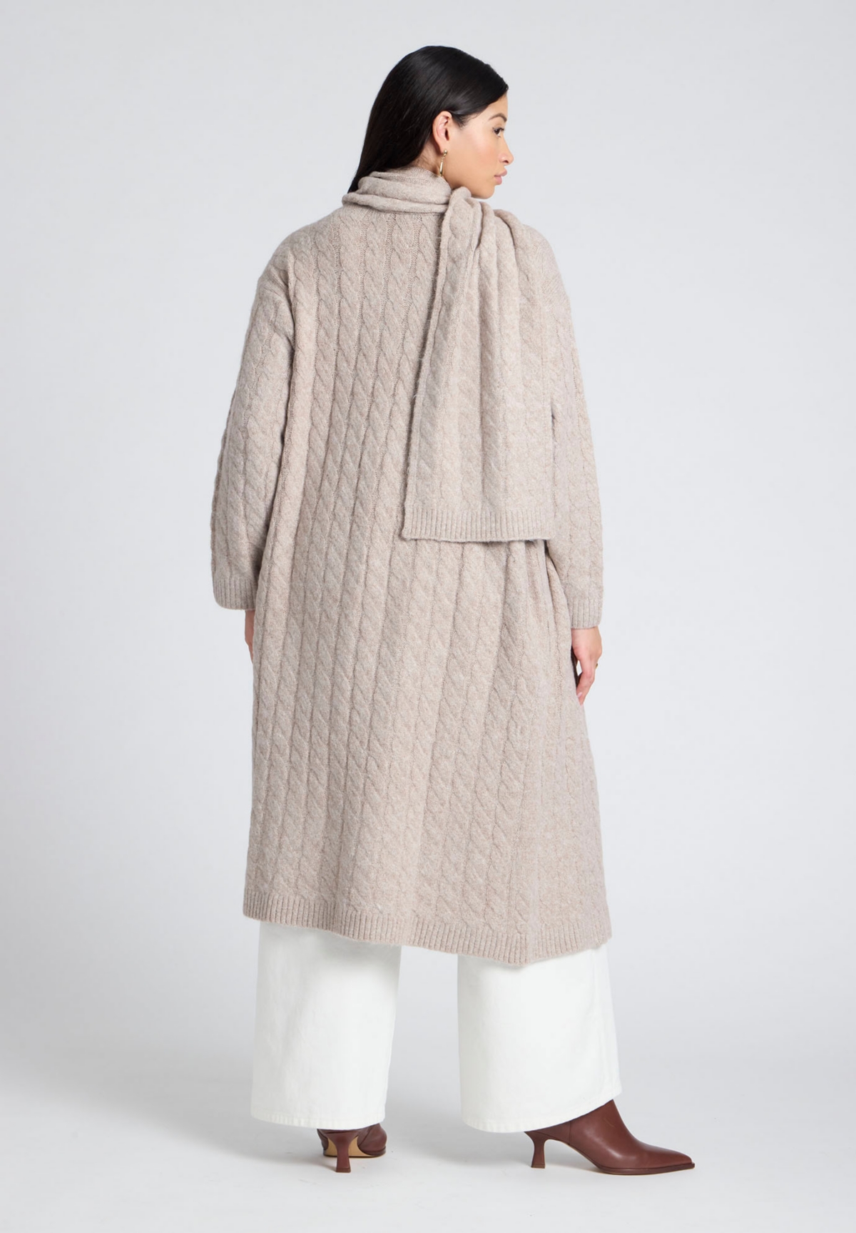 Eloquii Plus Size Sweater Scarf Knit Coat