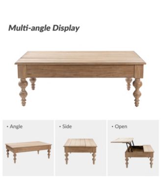 Gaston Farmhouse Lift Top 4 Legs Coffee Table with Storage