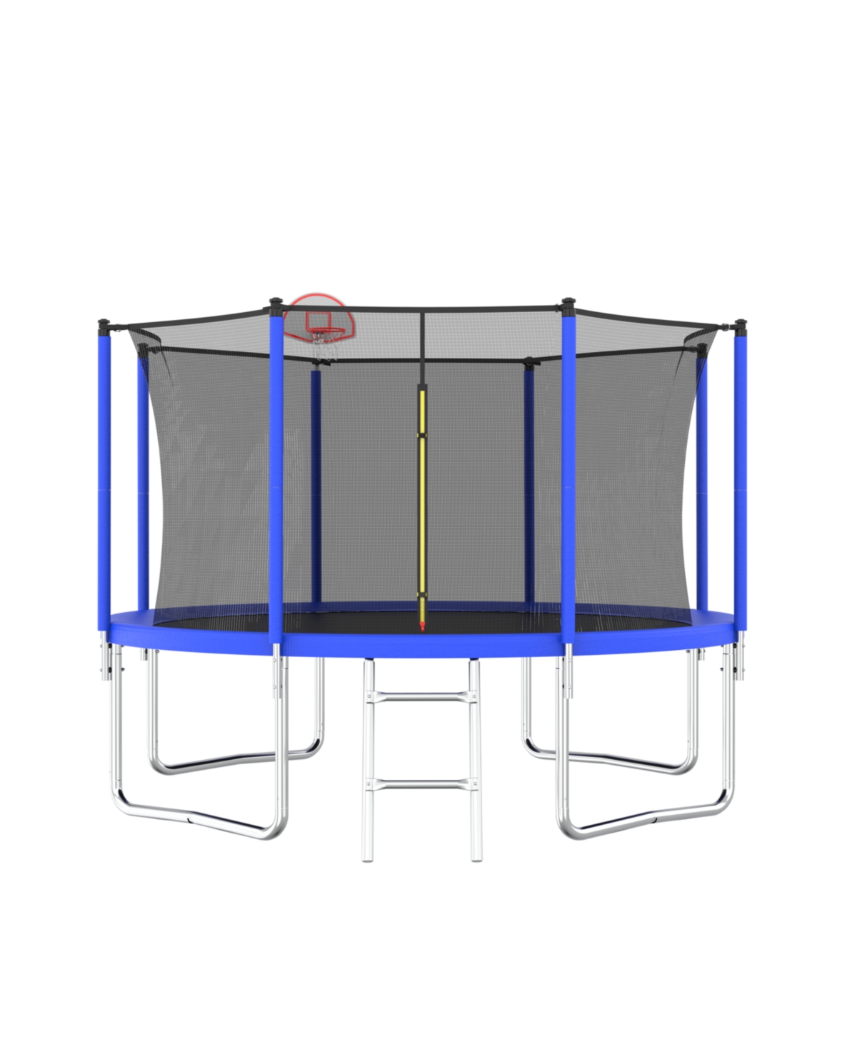 Slickblue 12FT Trampoline Green for Kids & Adults with Basketball Hoop and Ball ,Recreational Trampolines with Safety Enclosure for Back Yard Outdoor