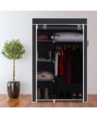64" Portable Wardrobe Organizer with Clothes Rack and Shelves for Optimal Storage Solutions