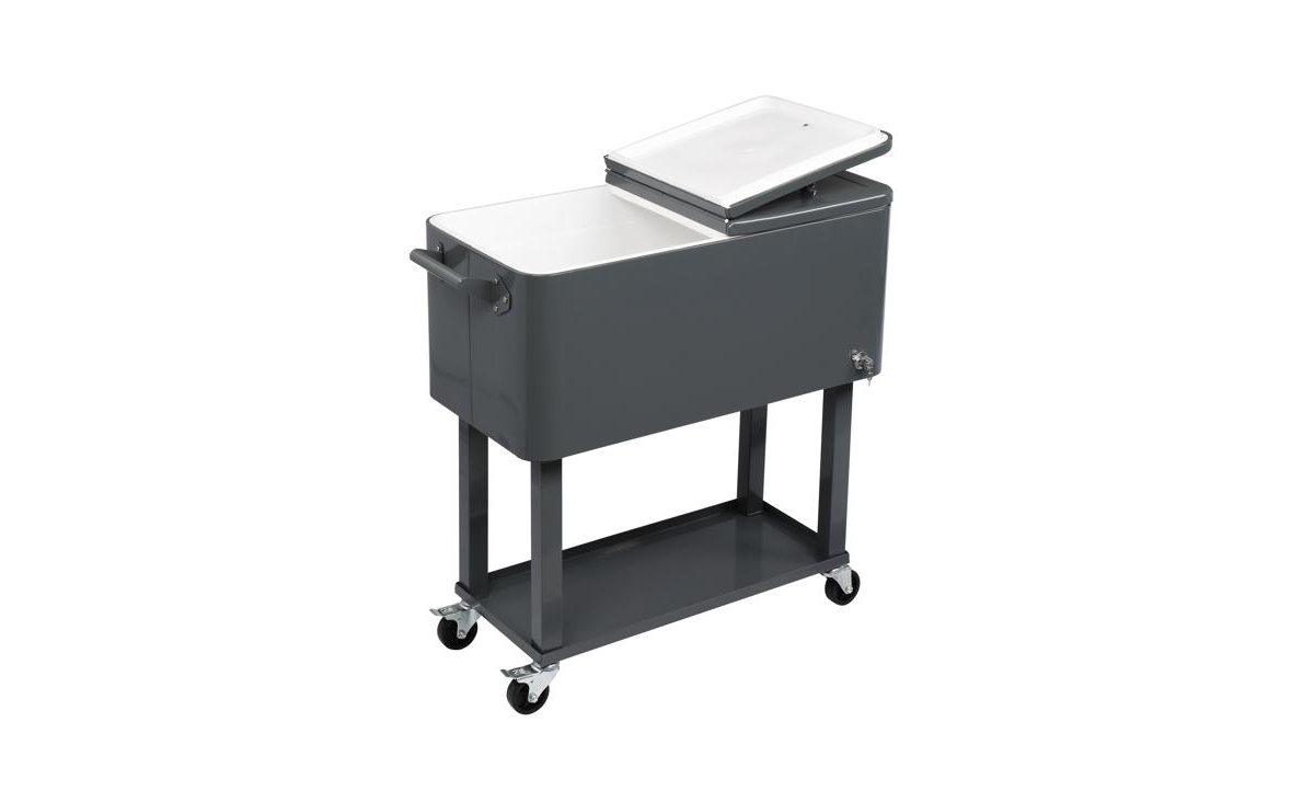 Slickblue 80QT Rectangular Plastic Box Iron Foot Tube Refrigeration and Insulation Cart