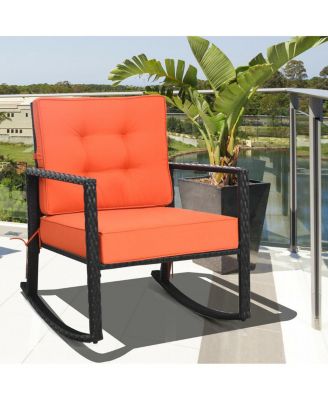 Patio Rattan Rocker Outdoor Glider Rocking Chair Cushion Lawn