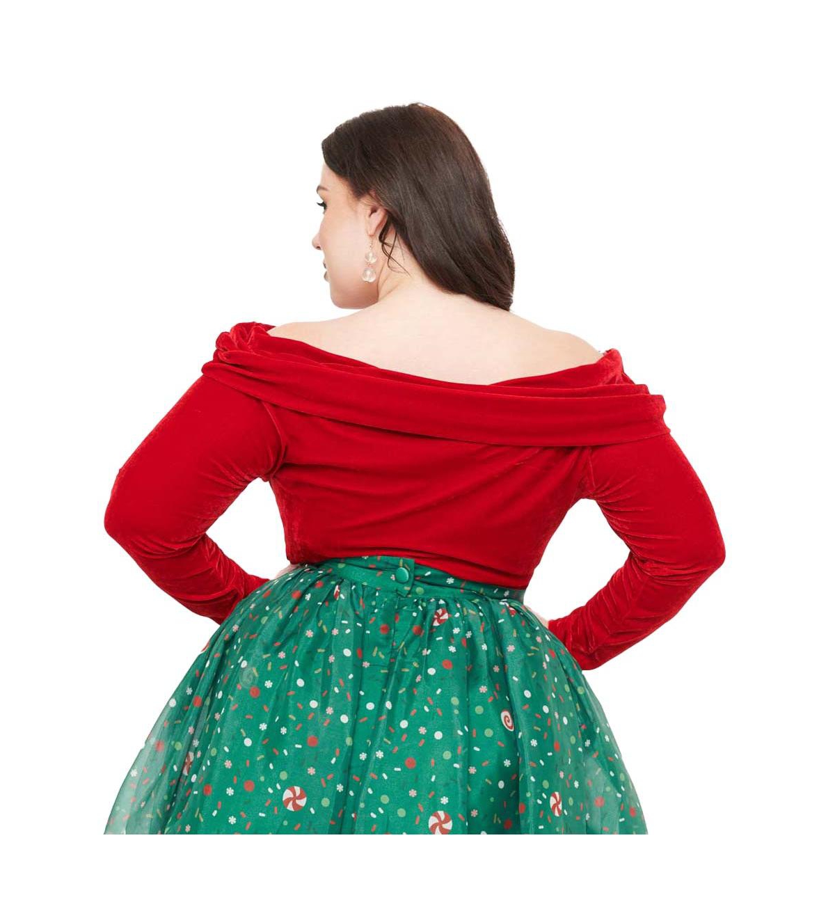 Unique Vintage Plus Size Fold Shoulder Long Sleeve Knit Top