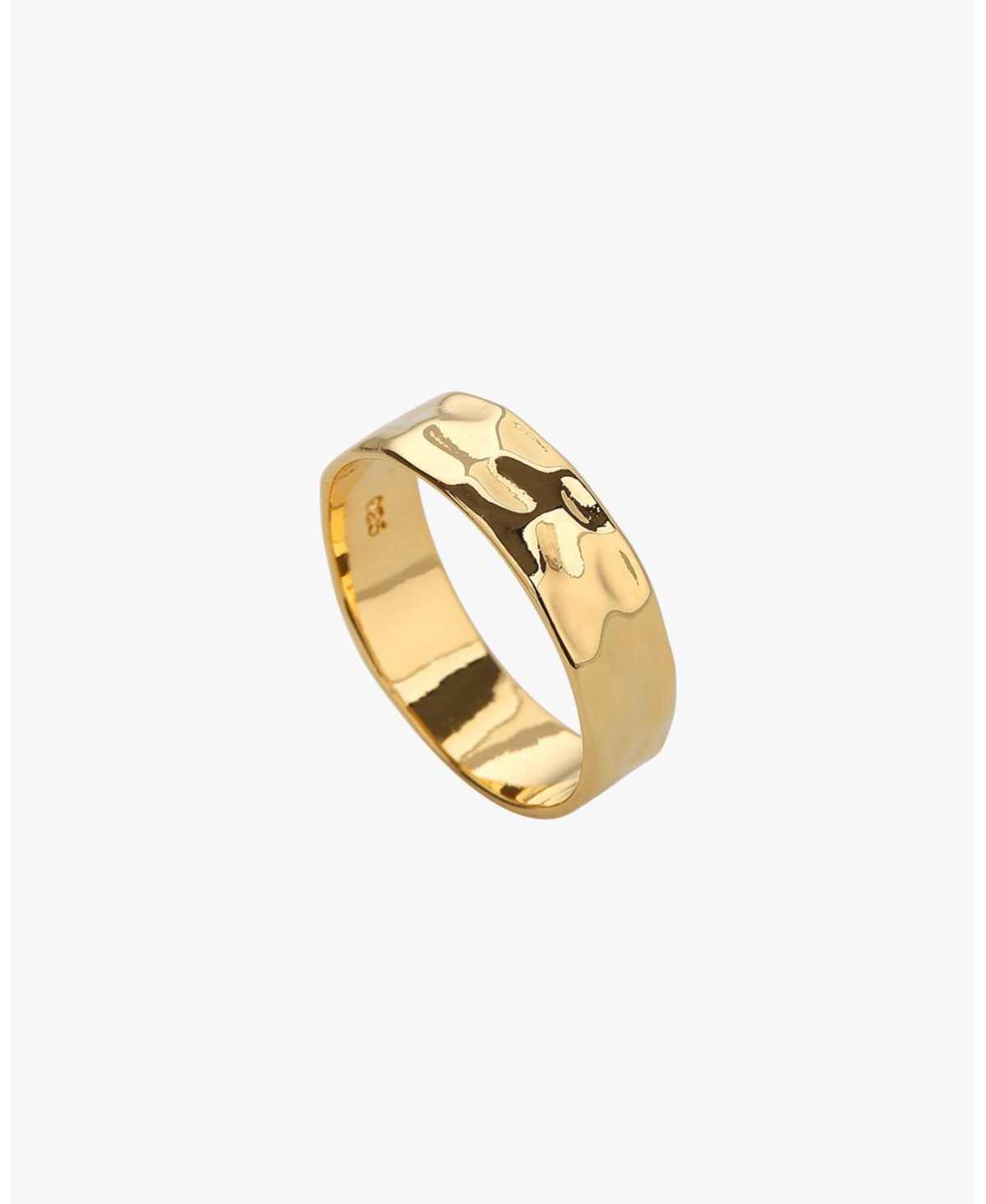 Bearfruit Jewelry Sterling18k Gold Plated Fiona Thin Hammered Band Ring Size - Silver