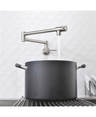 Brass Folding Faucet 1/2” NPT Wall Mount Kitchen Faucet with Dual Handles for Cold Water