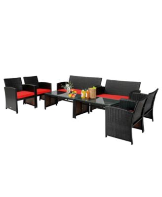 SUGIFT 4 Pieces Patio Rattan Cushioned Furniture Set