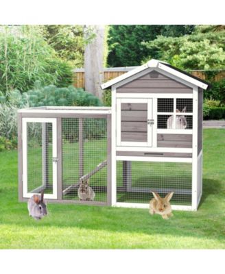 2-Story Wooden Rabbit/Dog Hutch with Running Area