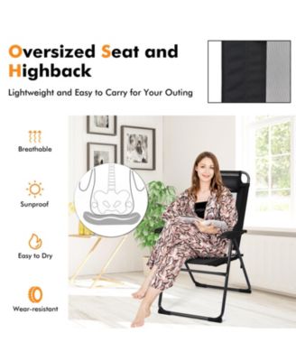 2 Pieces Patio Adjustable Folding Recliner Chairs with 7 Level Adjustable Backrest