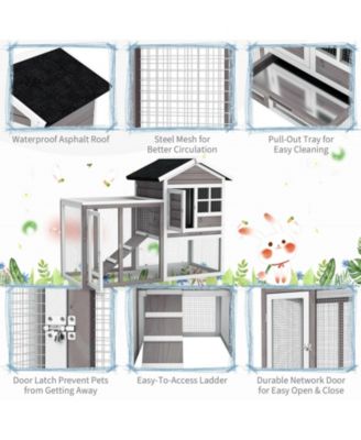 2-Story Wooden Rabbit/Dog Hutch with Running Area