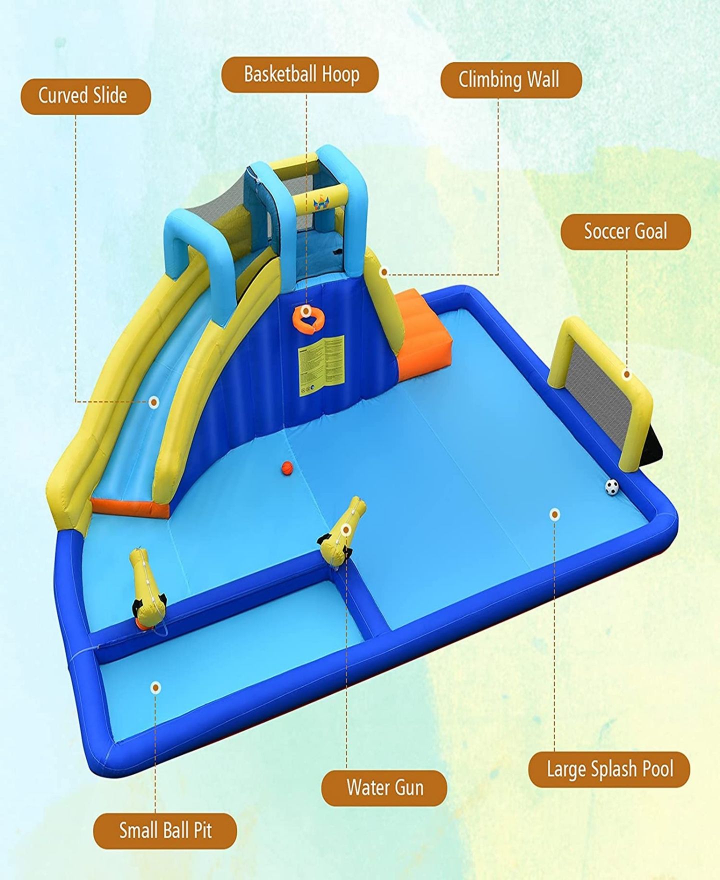 Детские игрушки SUGIFT 6-in-1 Inflatable Water Slides with Blower, Up to 3 Kids, Ages 3-12 — фото 12
