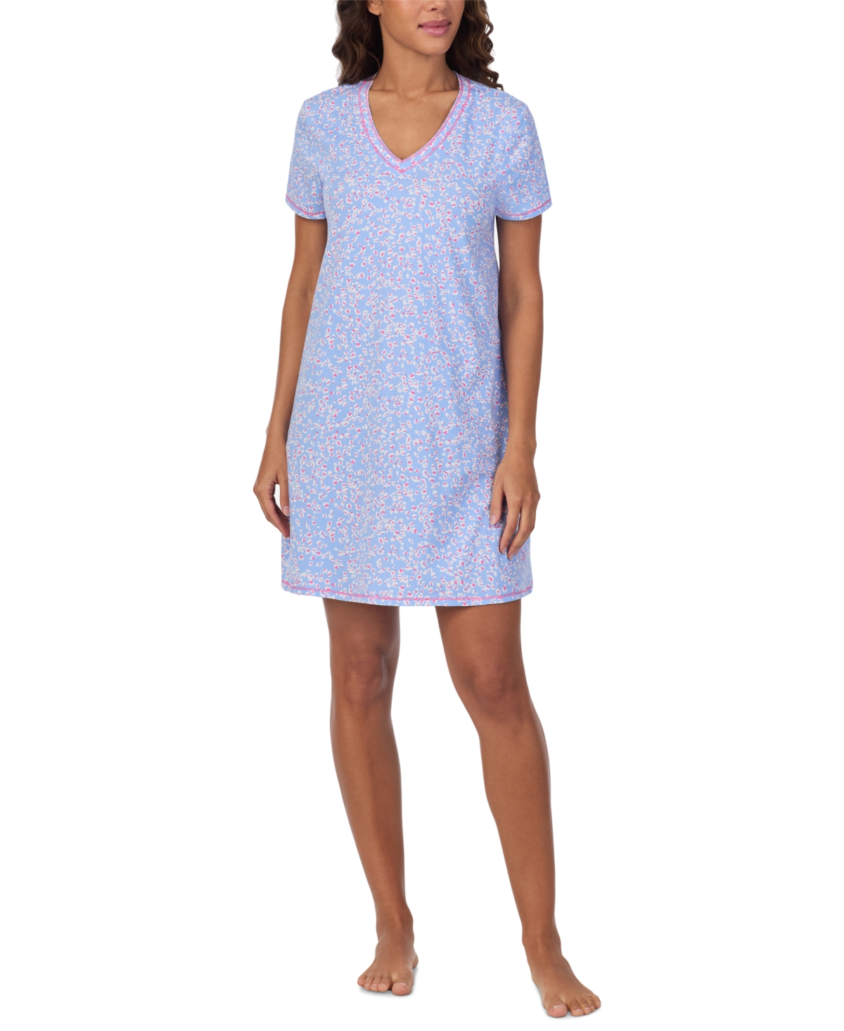 Shop Cuddl Duds Women's Printed Short-sleeve Sleepshirt In Periwinkle Print