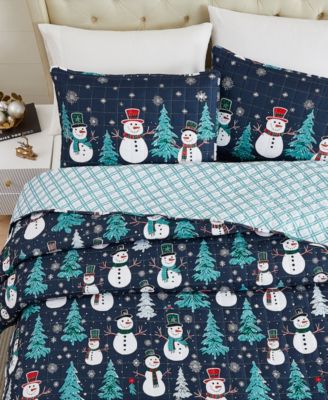 Snowman Reversible 3-Pc. Quilt Set, Full/Queen