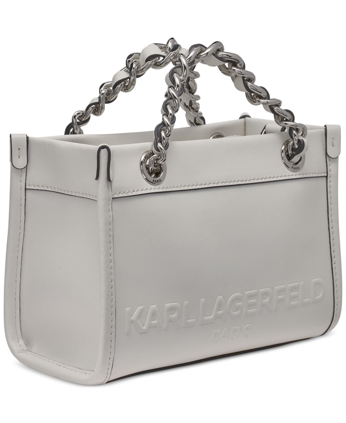 Karl Lagerfeld Savoie Small Leather Crossbody In White,silver