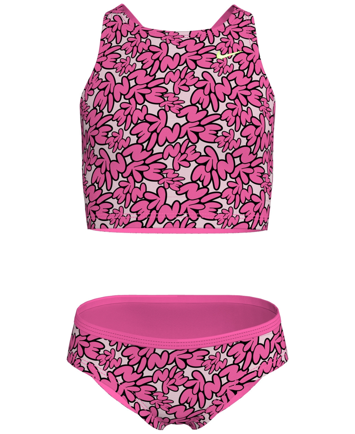Nike Big Girls Spider-back Midkini Swimsuit, 2 Piece Set In Hyper Pink