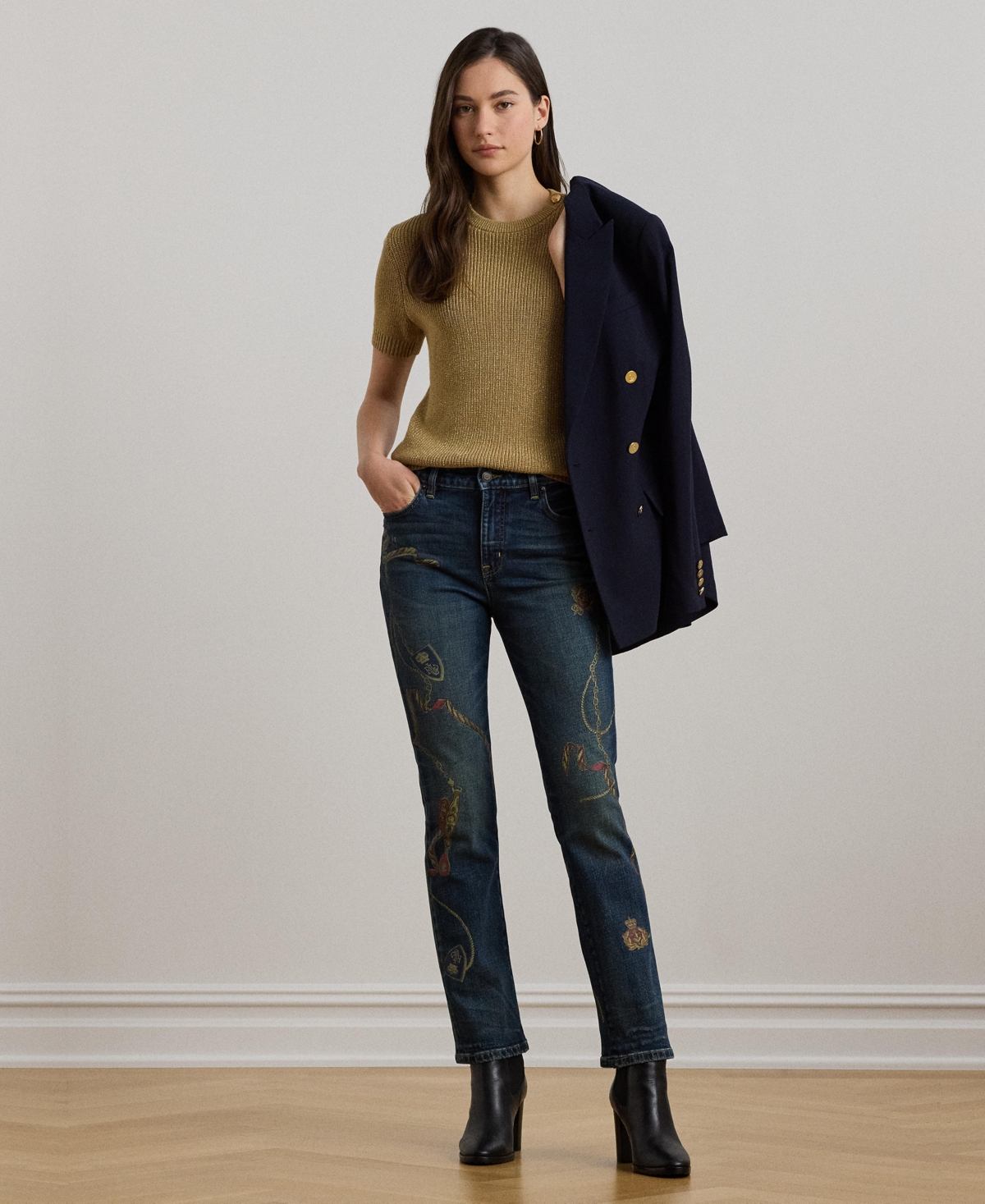 Lauren Ralph Lauren Women's Print High-Rise Straight Ankle Jeans
