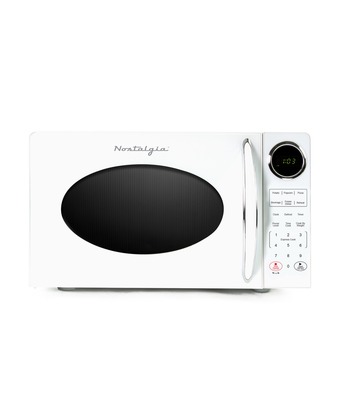 Nostalgia 0.9 Cubic Retro Foot Countertop Microwave Oven In White ModeSens