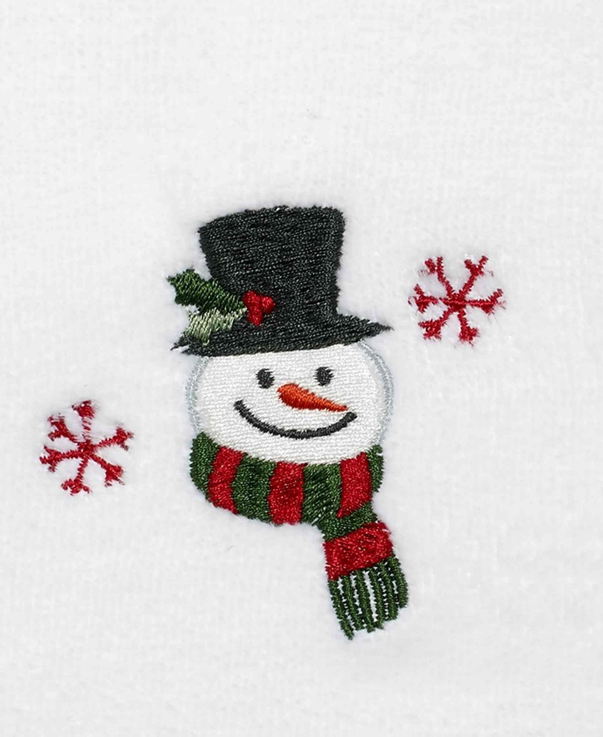 Avanti Winter Snowman Cotton Fingertip Towel, 18" X 11" In White