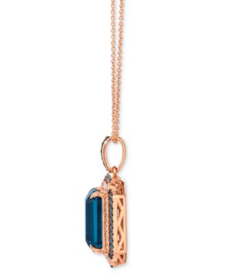 Deep Sea Blue Topaz (3-9/10 ct. t.w.), Chocolate Diamond (1/4 ct. t.w.) and Nude Diamond (1/5 ct. t.w.) Pendant Necklace in 14k Strawberry Gold