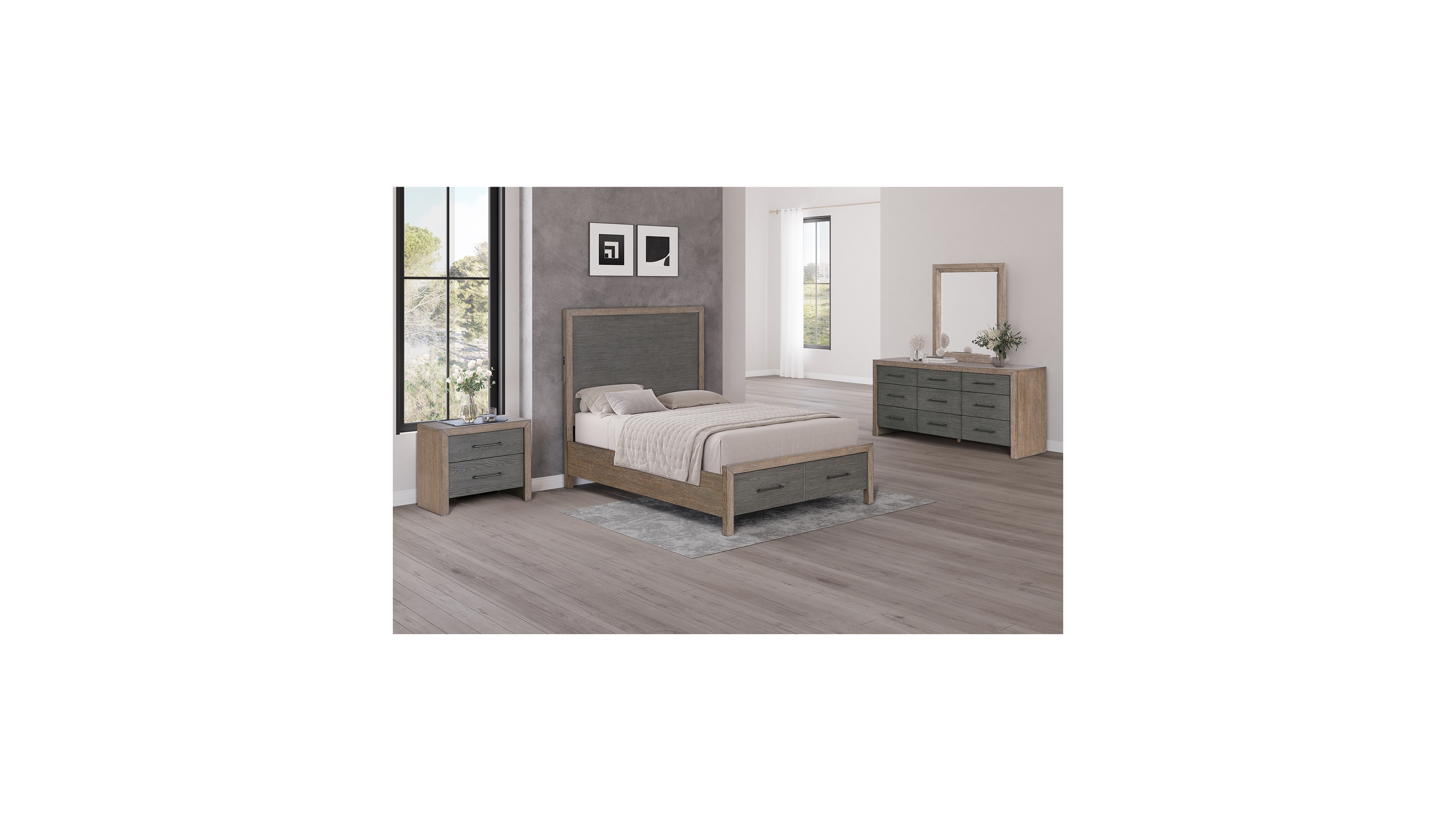 Portmore 3pc California King Storage Set (Panel Bed, Dresser & 2-Drawer Nightstand with soft close drawers), Created for Macy's