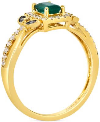 Emerald (1/3 ct. t.w.), Nude Diamond (1/4 ct. t.w.) & Chocolate Diamond Accent Ring in 14k Honey Gold