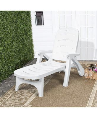 5 Position Adjustable Folding Lounger Chaise Chair on Wheels