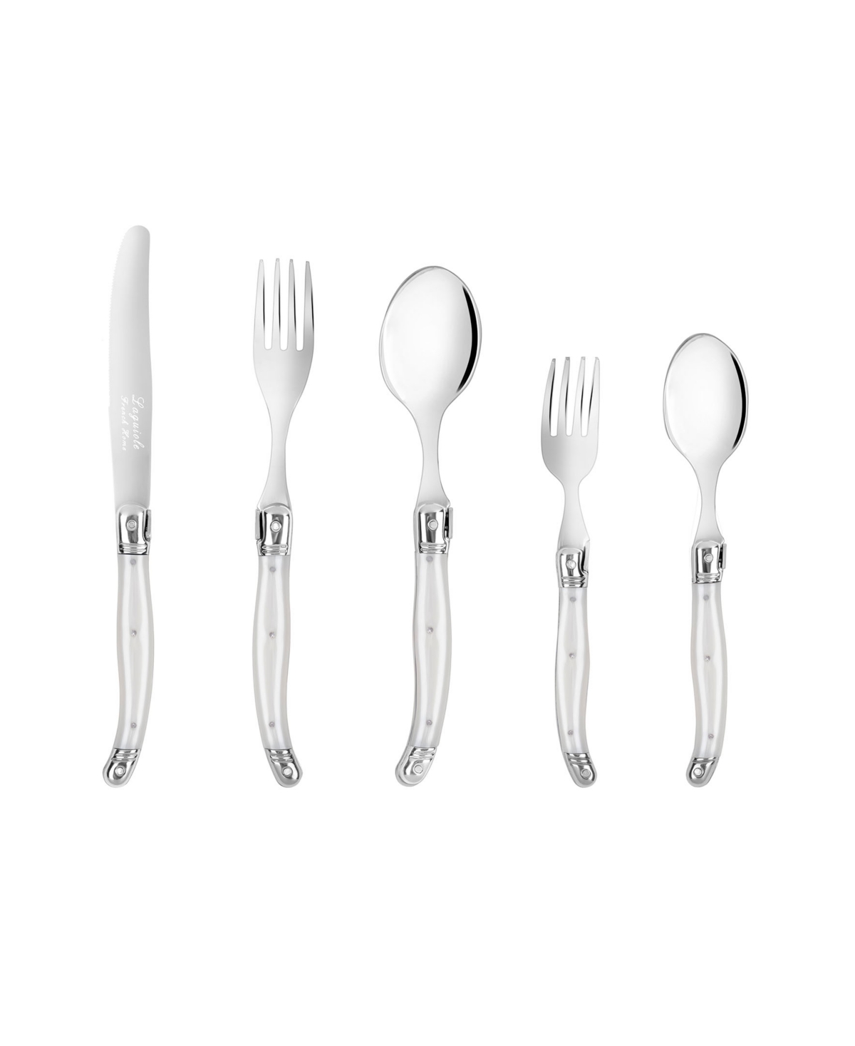 French Home Laguiole Connoisseur 20-piece Flatware Set With Gem Handles In Gem White