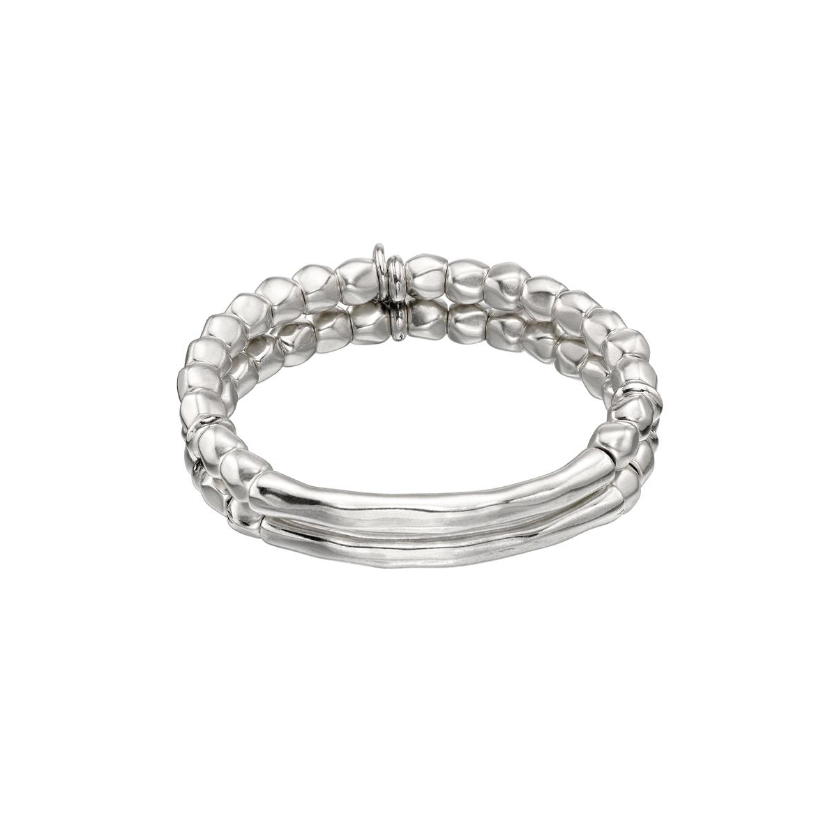 UNOde50 Sterling Silver Double Beaded Bracelet - Silver