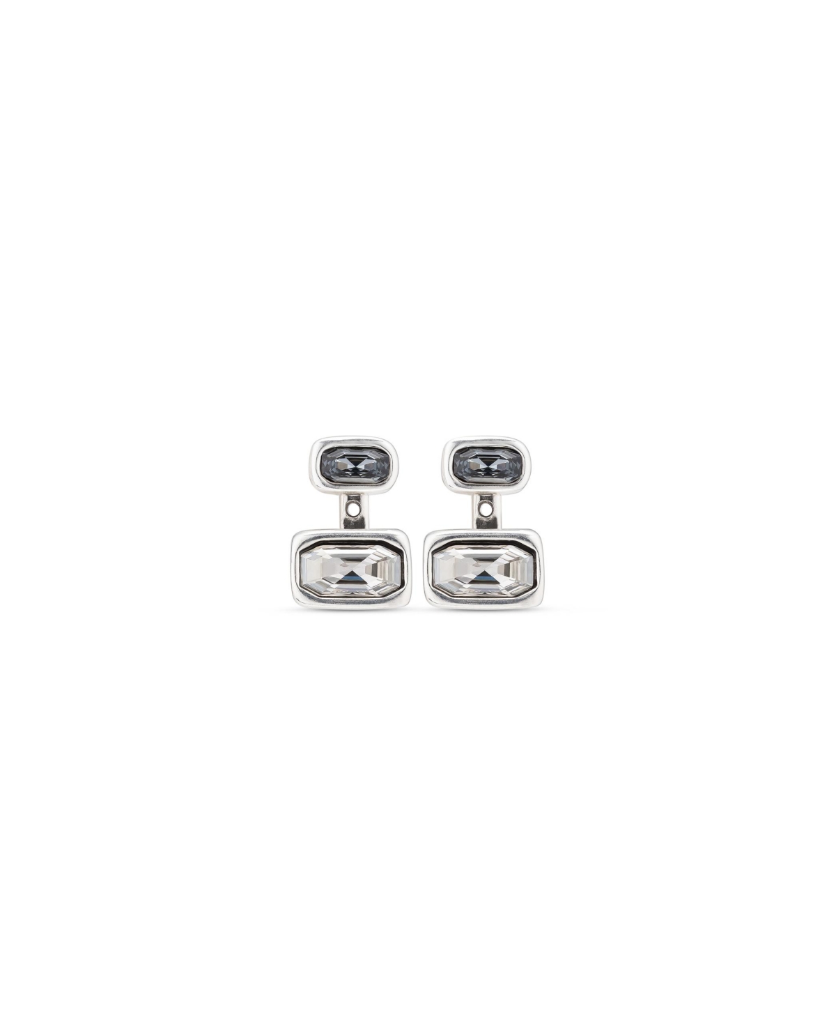 UNOde50 Sterling Silver Plated Metal Alloy and White Crystal Earrings - Silver