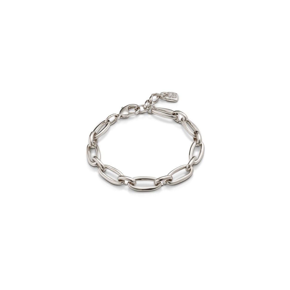 Unode50 Medium Sized Oval Link Carabiner Clasp Bracelet In Silver