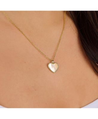 Mother-of-Pearl Heart Pendant Charm Necklace in 14k Gold-Plated Sterling Silver