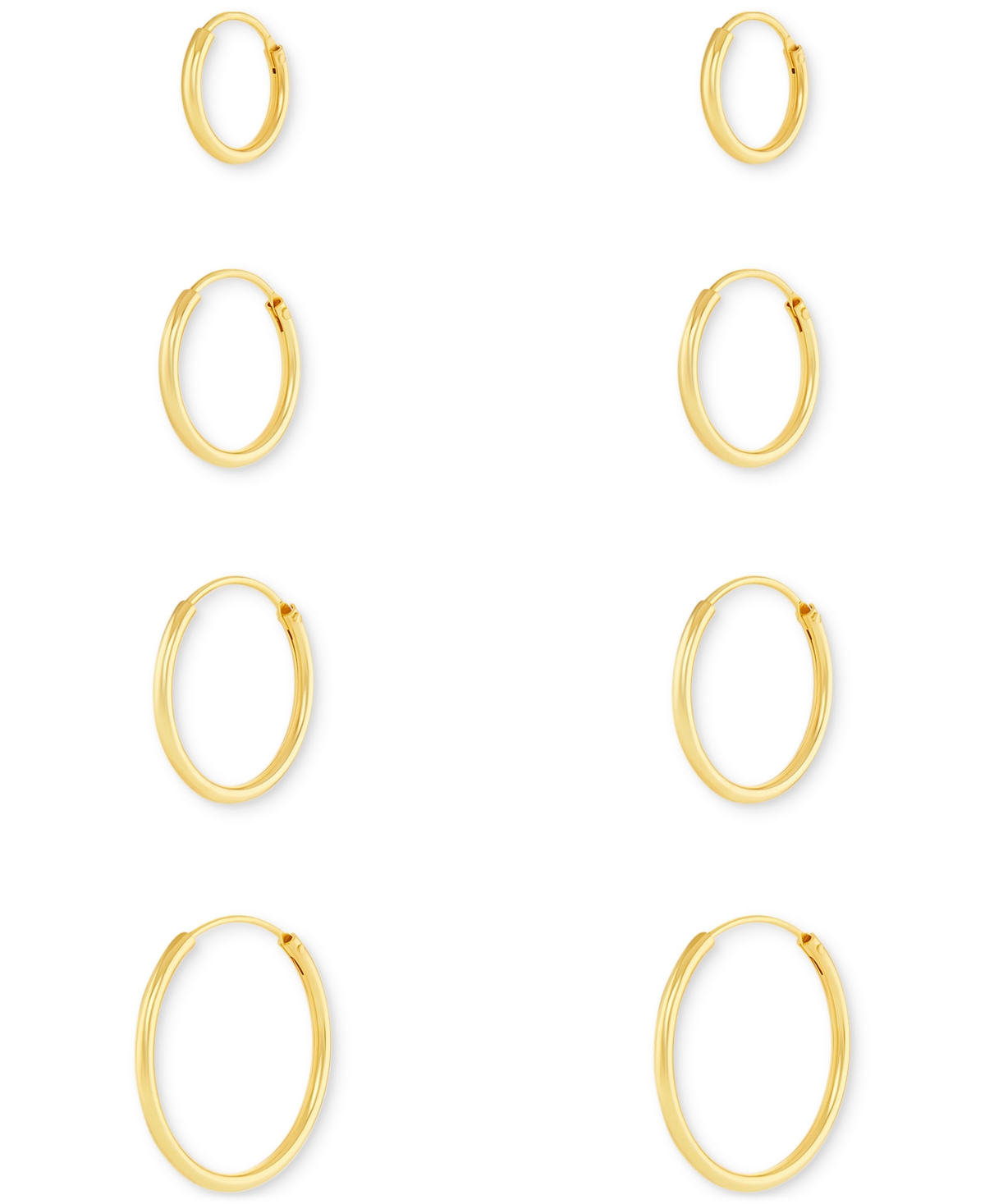 Macy's Polished Endless Hoop Earrings Set In 18k Gold Over Sterling Silver, Created For  In Gold Over Silver