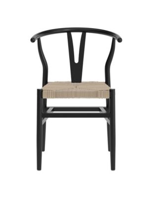 Devine Set of 2 Wooden Kraft Paper Rope Seat Stackable Y-Back Style Dining Chairs