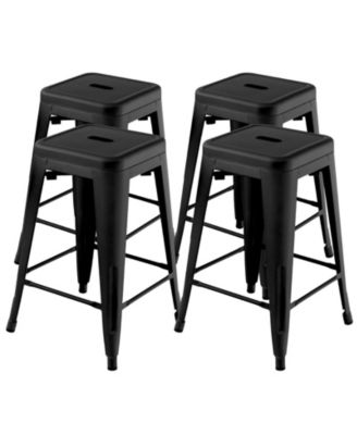 24 Inch Set of 4 Tolix Style Counter Height Barstool Stackable Chair