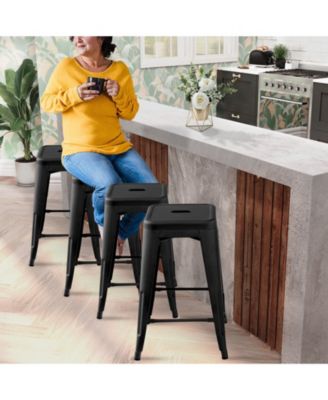 24 Inch Set of 4 Tolix Style Counter Height Barstool Stackable Chair