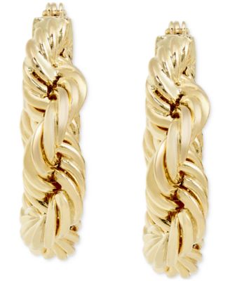 Chunky Rope Chain Hoop Earrings in 10k Gold