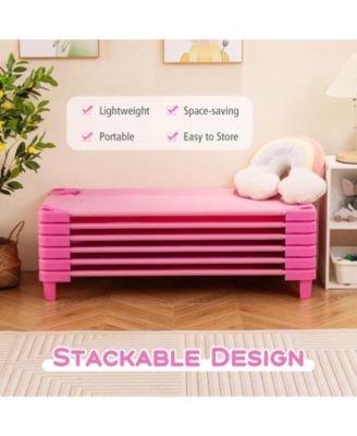 Pack of 6 Kids Stackable Naptime Cot 52" L x 23" W Daycare Rest Mat