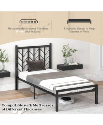 Twin Size Platform Bed with Headboard 11.5" Under Bed Storage Easy Assembly