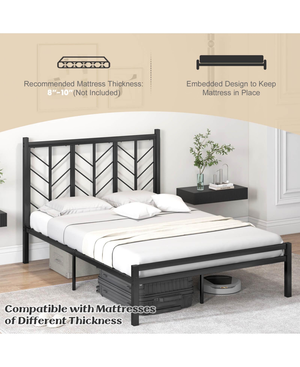 Costway Size Platform Bed with Headboard 11.5