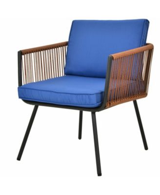 3 Pieces Patio Bistro Furniture Set with Armrest and Soft Cushions