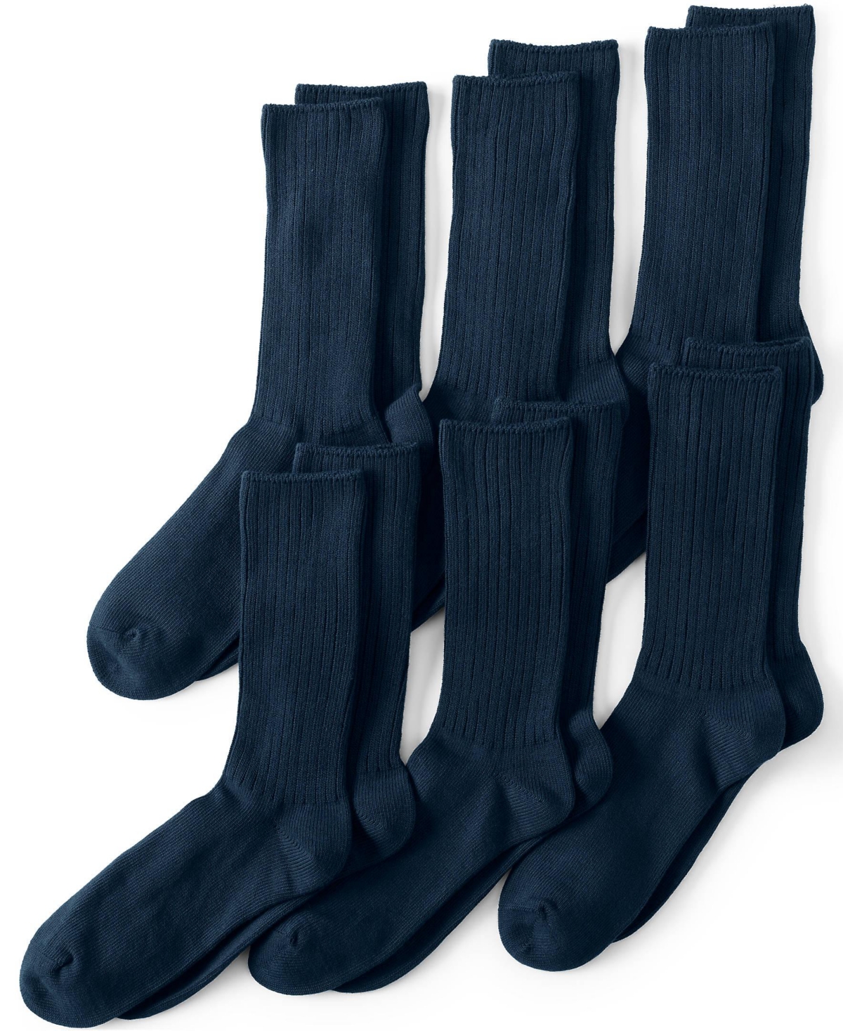 Lands' End Men's Cotton Crew Sock 6-Pack