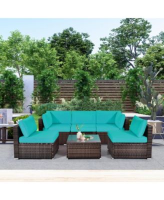 SUGIFT 6 Pieces Patio Rattan Furniture Set with Cushions