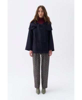 Women's Draped Coat with Front Tie Detail