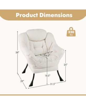 Large Cozy Head Pillow Stylish Tufted Back & Seat Armrests Lazy Chair