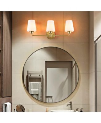 22.5 in. W 3-Light White Plus Gold Bathroom Vanity Light with Shade