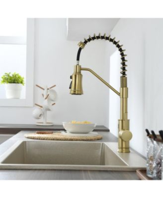 Pull out Touchless Single Handle Kitchen Faucet with MotionSense In Brushed Gold