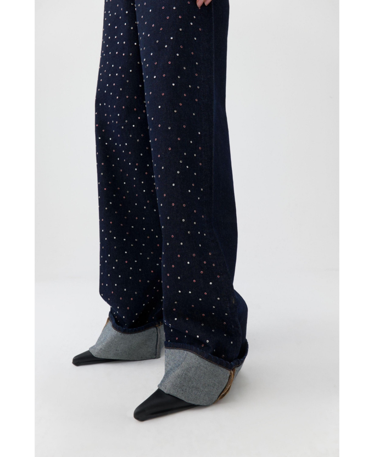 Nocturne Women's High Waist Folding Leg Jeans