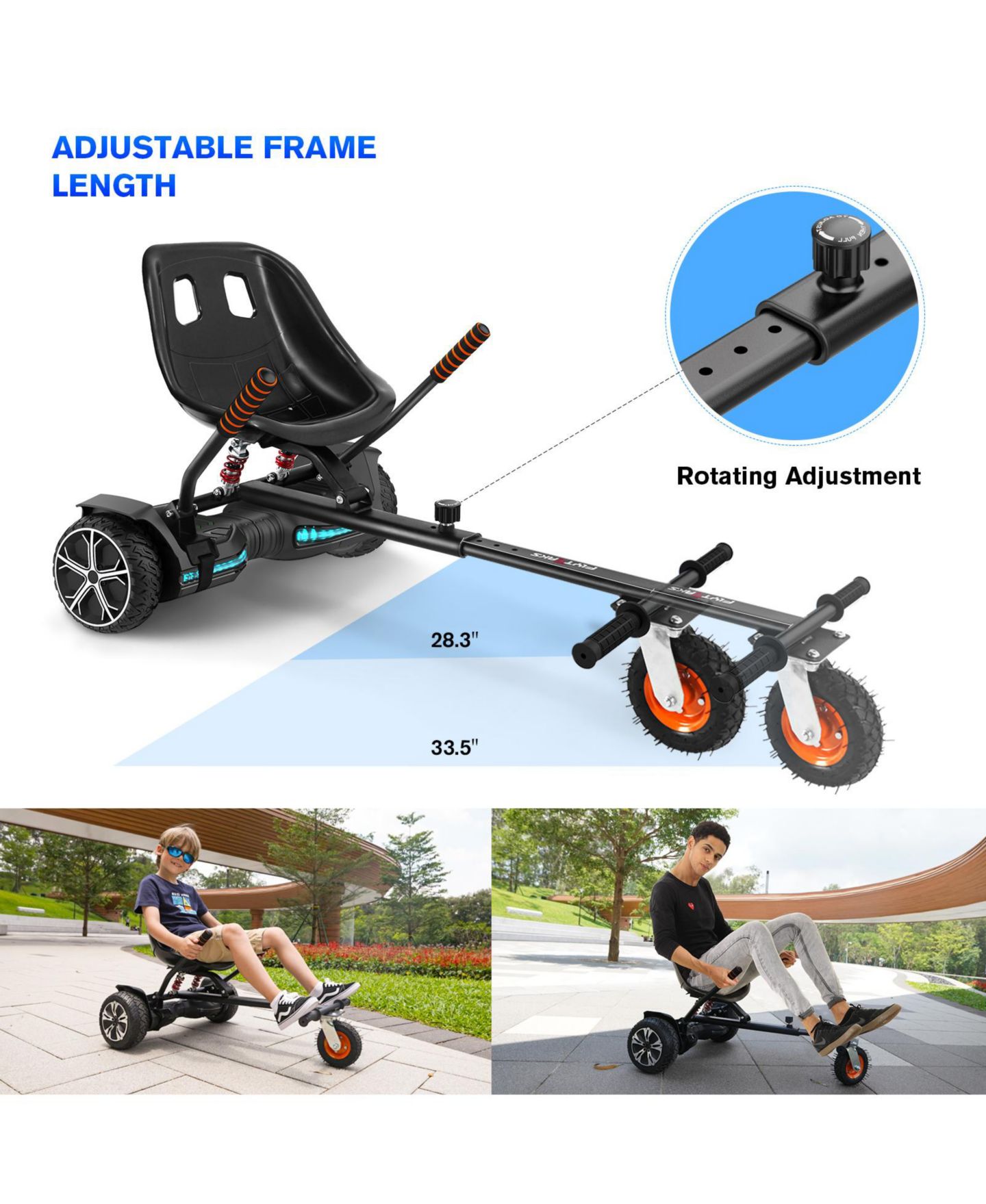 Насадка-картинг Gyroor K2 для гироборда 6.5", 8" и 10", для детей и взрослых, цвет: Чёрный — фото 2